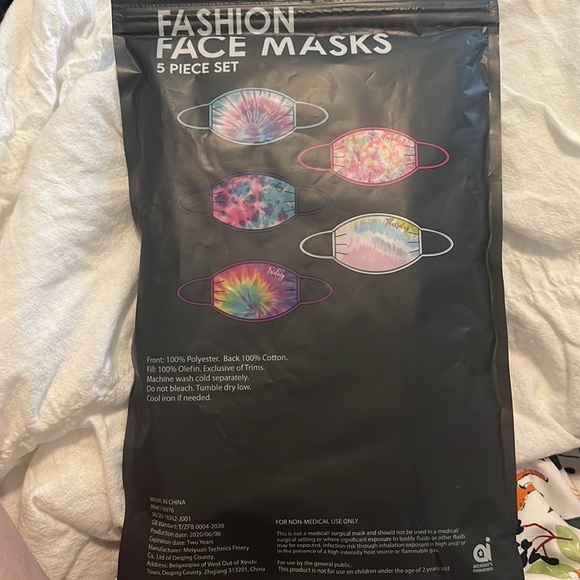 5pc pack teens kids Tie dye🌈 face masks adult small - Picture 4 of 5